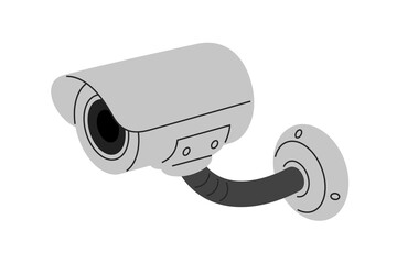 Outdoor surveillance camera. IP camera, webcamera equipment. Vector illustration