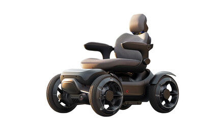 Electric passenger car or electric scooter, technology for the future, mobility for the disabled or elderly on a transparent floor,PNG