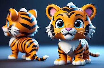 3d cute cartoon tiger monster realistic 3d monster