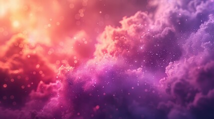 A sky display with colorful clouds and shining stars covering the sky