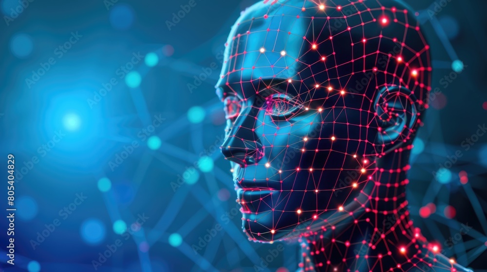 Poster a mans head is shown with a complex network of dots overlaid on top