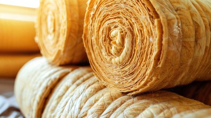 Detailed view of a home insulation material, saving energy and reducing costs