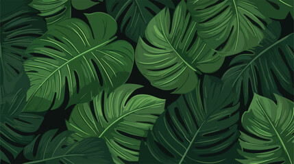 Seamless pattern with tropical palm leaves. Green e