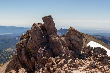 at the highest peak of the lassen mountain in volcanic national park, califronia