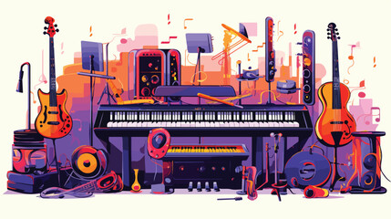 Set of a musical instruments. Colorful illustration