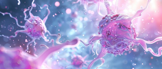 Detailed view of a 3D model of prostate cancer cells, highlighting the aggressive growth patterns