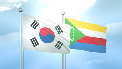 Naklejka premium South Korea and Comoros Flag Together A Concept of Relations
