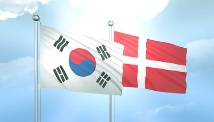 South Korea and Denmark Flag Together A Concept of Relations