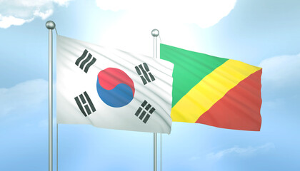 South Korea and Congo Republic Flag Together A Concept of Relations