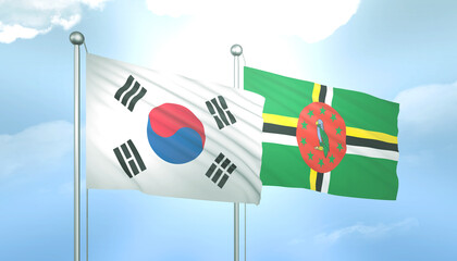 South Korea and Dominica Flag Together A Concept of Relations