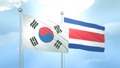 South Korea and Costa Rica Flag Together A Concept of Relations