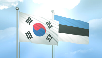 South Korea and Estonia Flag Together A Concept of Relations