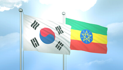South Korea and Ethiopia Flag Together A Concept of Relations