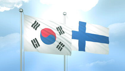 South Korea and Finland Flag Together A Concept of Relations