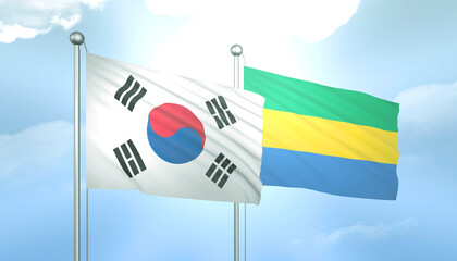 South Korea and Gabon Flag Together A Concept of Relations