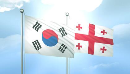 South Korea and Georgia Flag Together A Concept of Relations