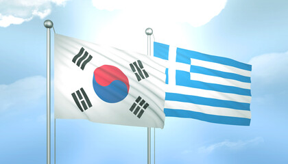 South Korea and Greece Flag Together A Concept of Relations