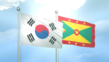 South Korea and Grenada Flag Together A Concept of Relations