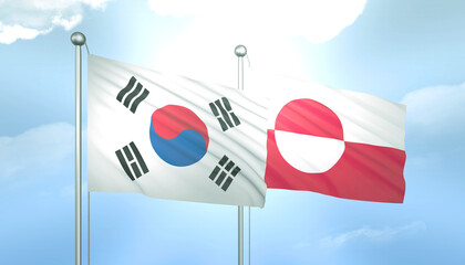 South Korea and Greenland Flag Together A Concept of Relations