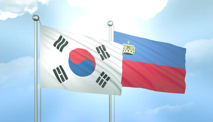 South Korea and Liechtenstein Flag Together A Concept of Relations