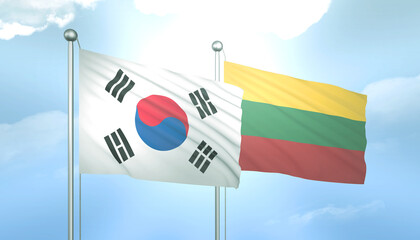 South Korea and Lithuania Flag Together A Concept of Relations