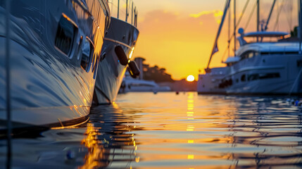 A close-up view of a yacht club marina, capturing the luxury and elegance of the sailing lifestyle