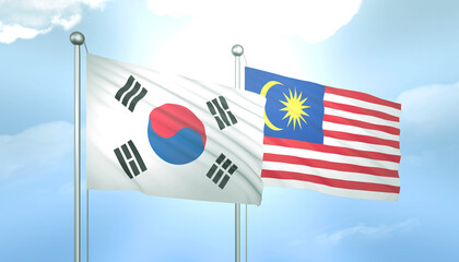 South Korea and Malaysia Flag Together A Concept of Relations