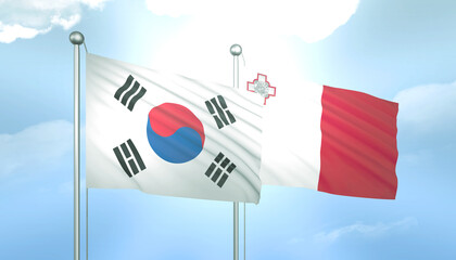 South Korea and Malta Flag Together A Concept of Relations