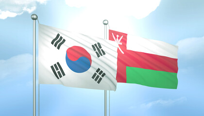 South Korea and Oman Flag Together A Concept of Relations