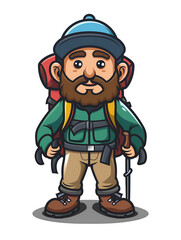 Obraz premium Illustration of hiker going to climb the mountain