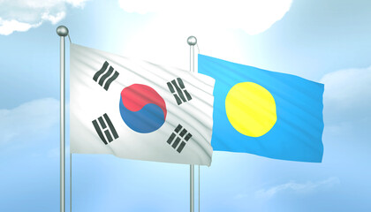 South Korea and Palau Flag Together A Concept of Relations