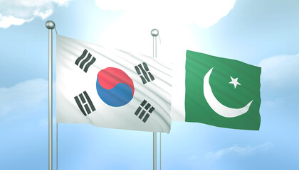 South Korea and Pakistan Flag Together A Concept of Relations