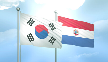 South Korea and Paraguay Flag Together A Concept of Relations