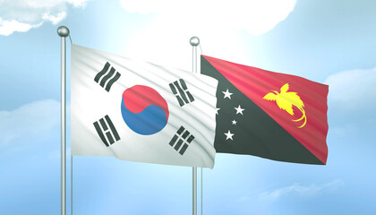 South Korea and Papua New Guinea Flag Together A Concept of Relations