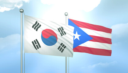 South Korea and Puerto Rico Flag Together A Concept of Relations