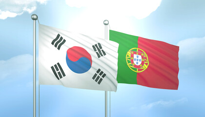 South Korea and Portugal Flag Together A Concept of Relations