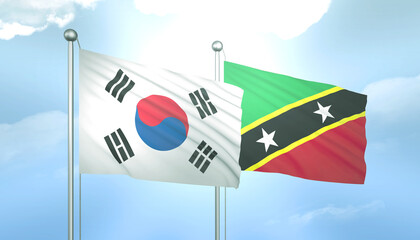 South Korea and Saint Kitts and Nevis Flag Together A Concept of Relations