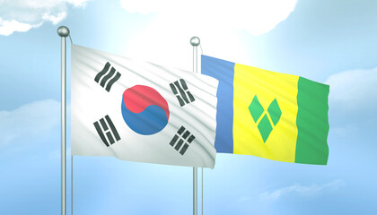 South Korea and Saint Vincent Flag Together A Concept of Relations