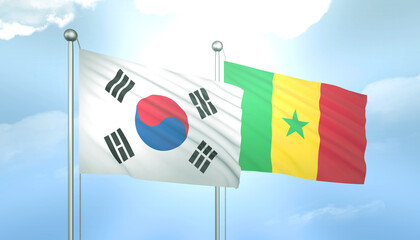 South Korea and Senegal Flag Together A Concept of Relations