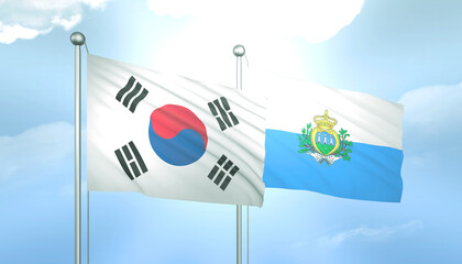 South Korea and San Marino Flag Together A Concept of Relations