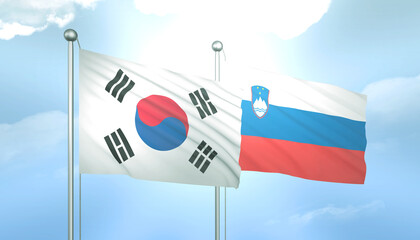 South Korea and Slovenia Flag Together A Concept of Relations
