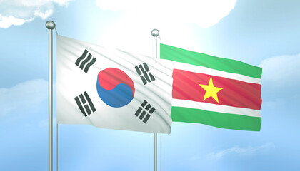 South Korea and Suriname Flag Together A Concept of Relations
