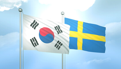 South Korea and Sweden Flag Together A Concept of Relations