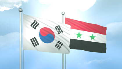 South Korea and Syria Flag Together A Concept of Relations