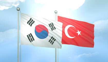 South Korea and Turkey Flag Together A Concept of Relations