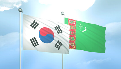 South Korea and Turkmenistan Flag Together A Concept of Relations