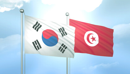 South Korea and Tunisia Flag Together A Concept of Relations