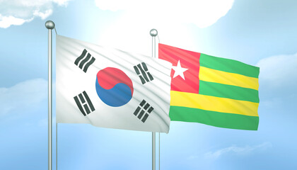 Naklejka premium South Korea and Togo Flag Together A Concept of Relations