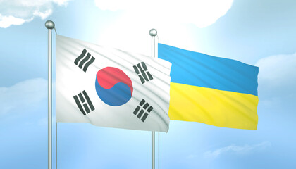 South Korea and Ukraine Flag Together A Concept of Relations