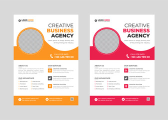 corporate modern Creative abstract business flyer design template with red and yellow color. trendy A4 size flyer design with minimalist layout